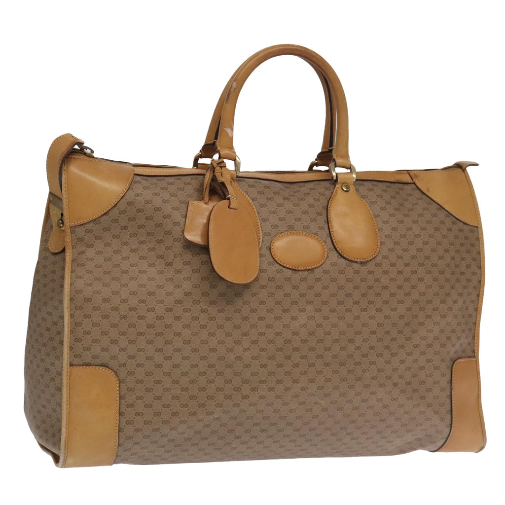 GUCCI Micro GG Canvas Boston Bag PVC Leather 2way Beige 99419