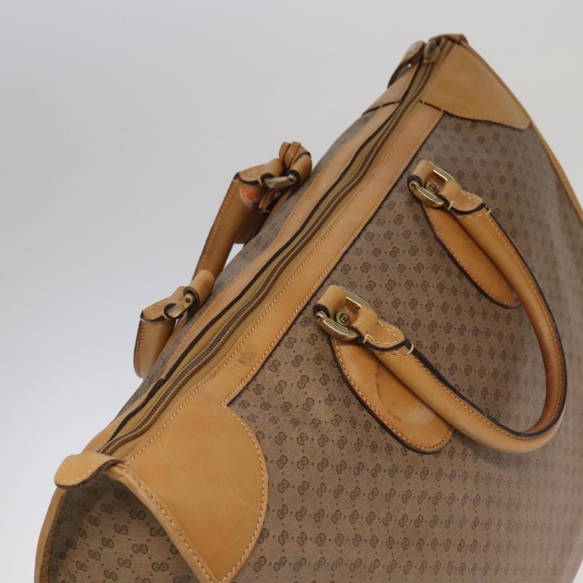 GUCCI Micro GG Canvas Boston Bag PVC Leather 2way Beige 99419