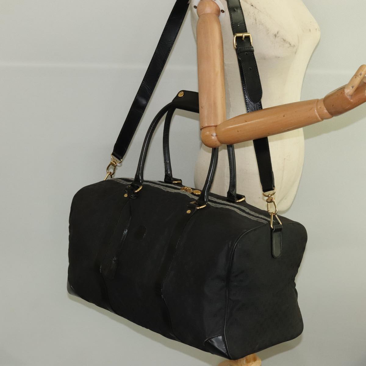 FENDI Zucchino Canvas Boston Bag Coated Canvas 2way Black 99424