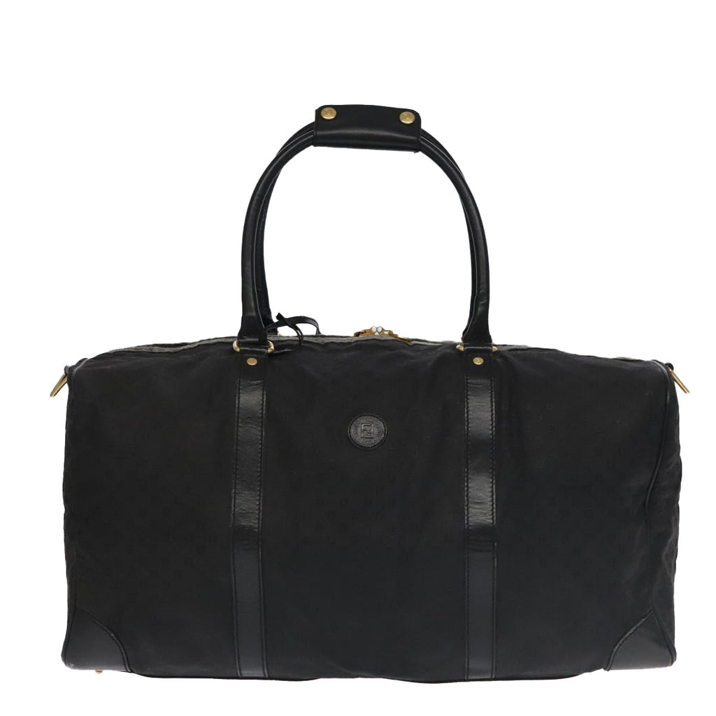 FENDI Zucchino Canvas Boston Bag Coated Canvas 2way Black 99424