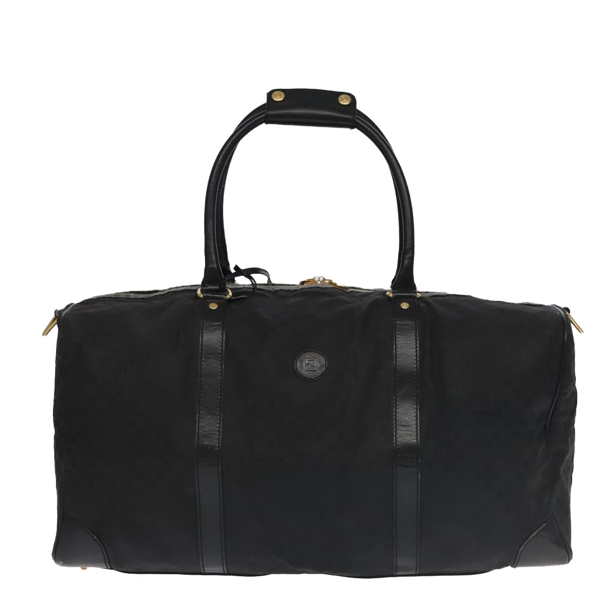 FENDI Zucchino Canvas Boston Bag Coated Canvas 2way Black 99424