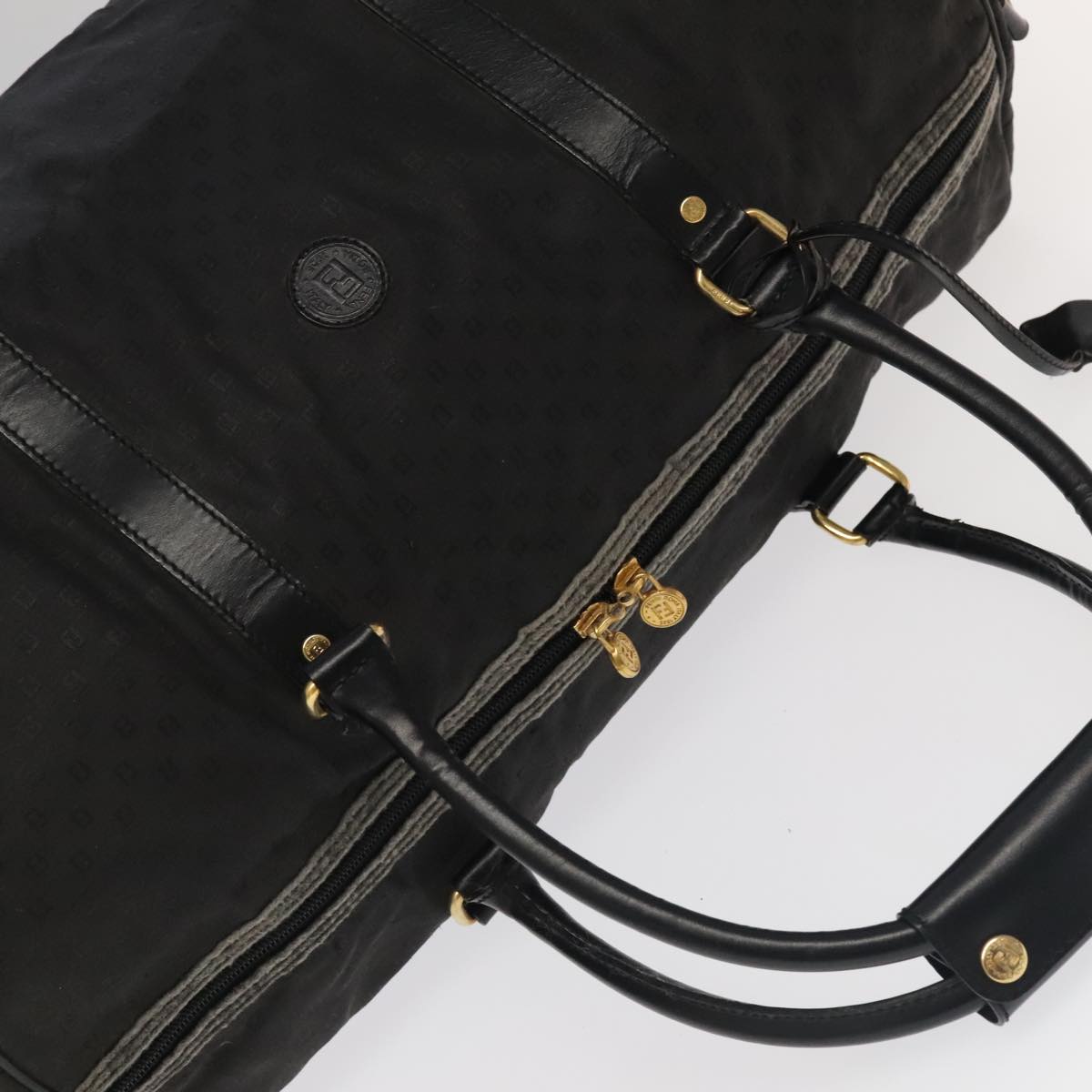FENDI Zucchino Canvas Boston Bag Coated Canvas 2way Black 99424