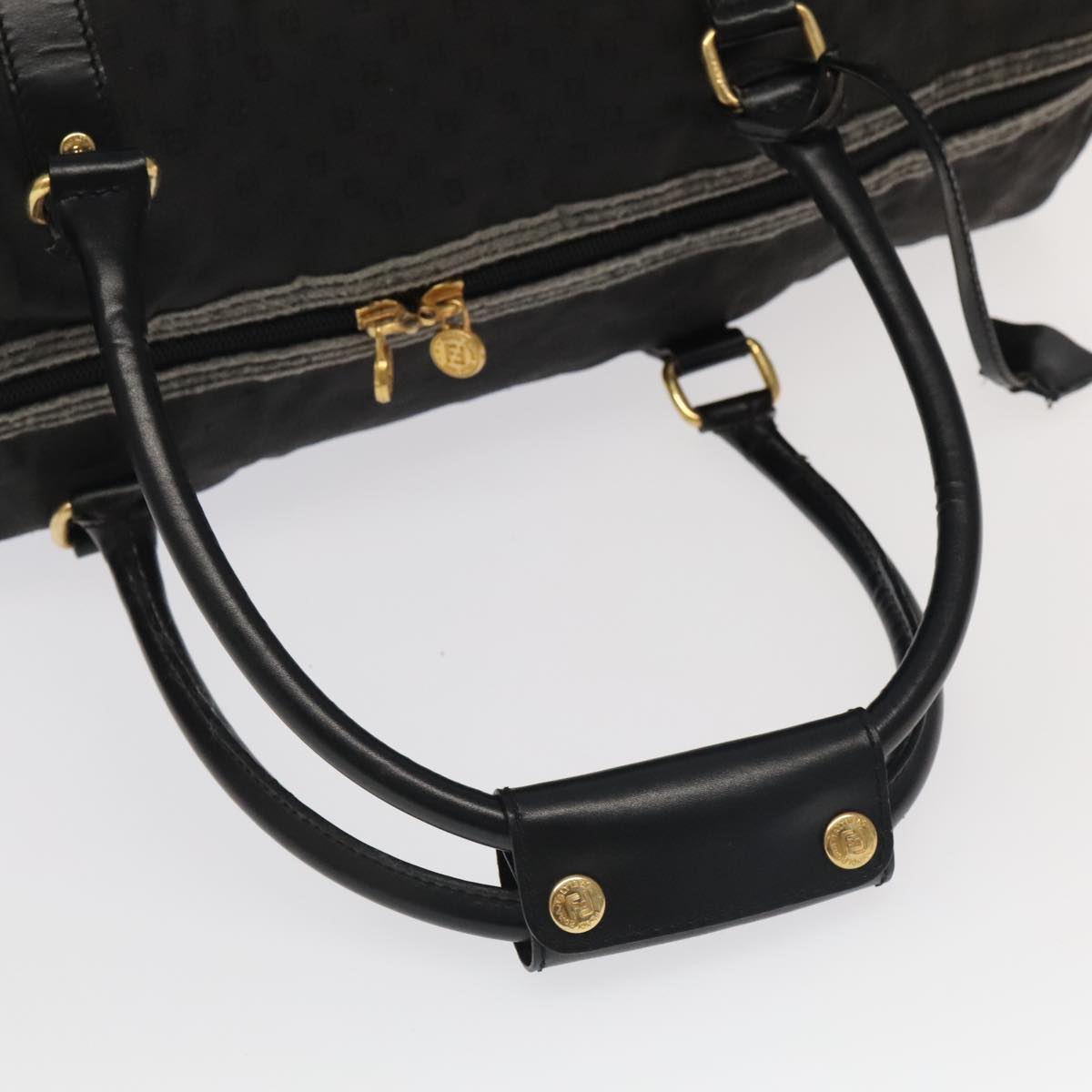 FENDI Zucchino Canvas Boston Bag Coated Canvas 2way Black 99424