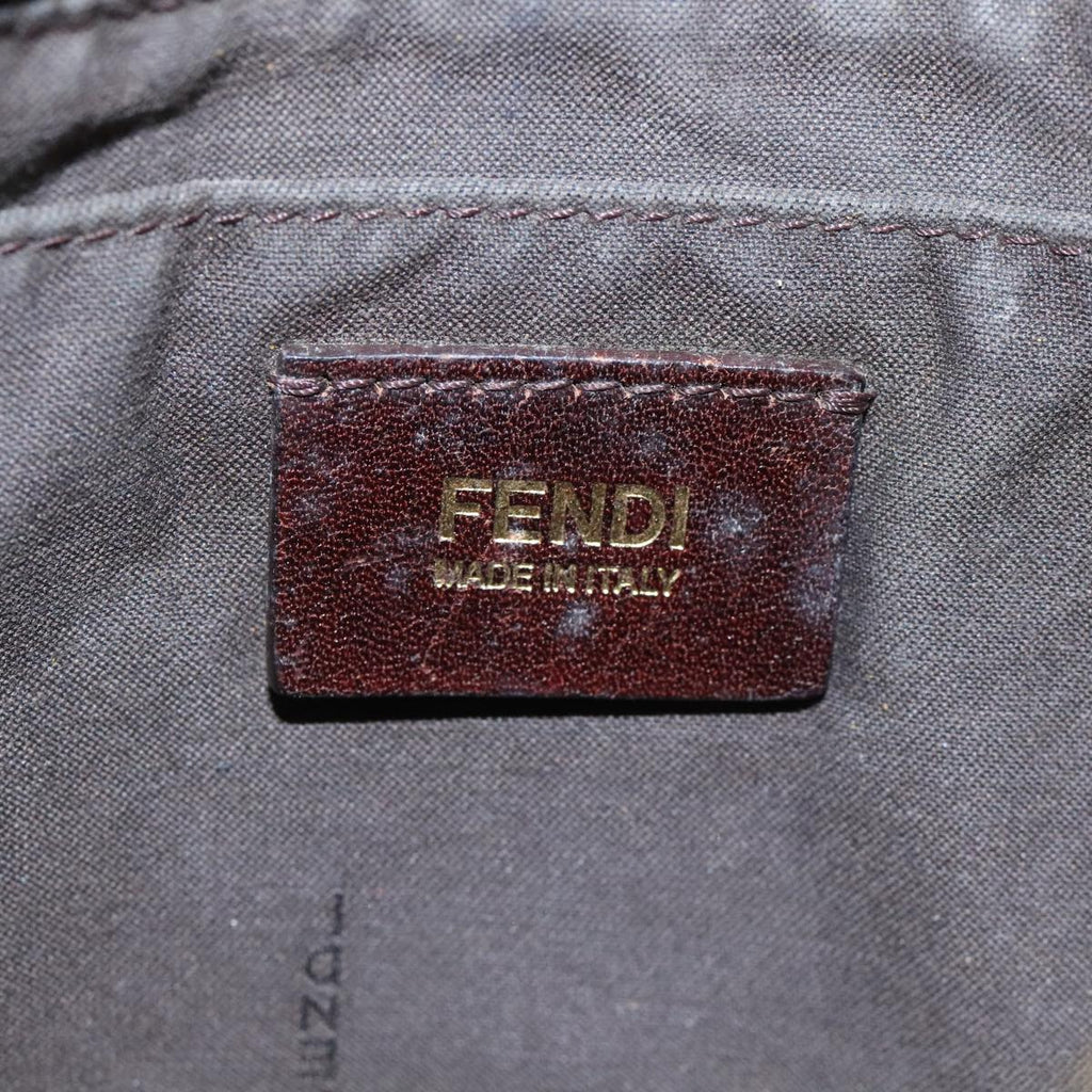 FENDI Zucchino Canvas Mamma Baguette Shoulder Bag Beige Gold 99429