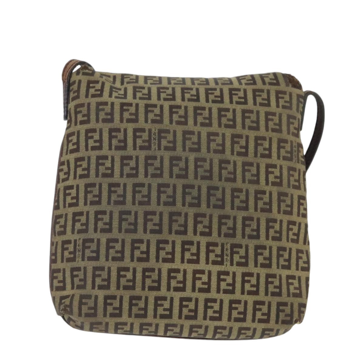 FENDI Zucchino Canvas Mamma Baguette Shoulder Bag Beige Gold 99429