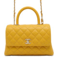 CHANEL Matelasse Coco Handle 2wayChainShoulder YellowA92990 Caviar Leather Size XS