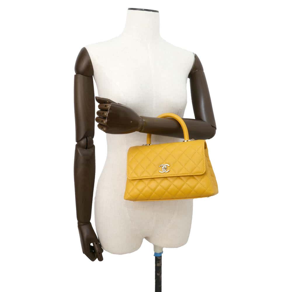 CHANEL Matelasse Coco Handle 2wayChainShoulder YellowA92990 Caviar Leather Size XS