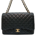 CHANEL Jumbo Matelasse W Flap ChainShoulder Bag BlackA58601 Caviar Leather Size 34