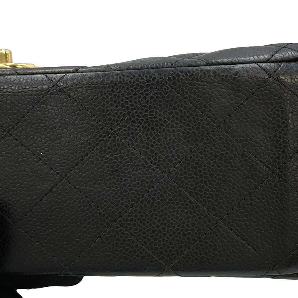 CHANEL Jumbo Matelasse W Flap ChainShoulder Bag BlackA58601 Caviar Leather Size 34