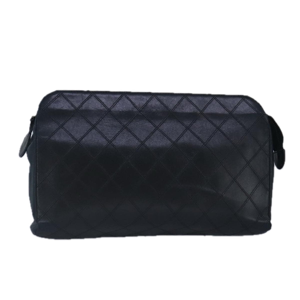 CHANEL Clutch Bag Lamb Skin Black CC 99480