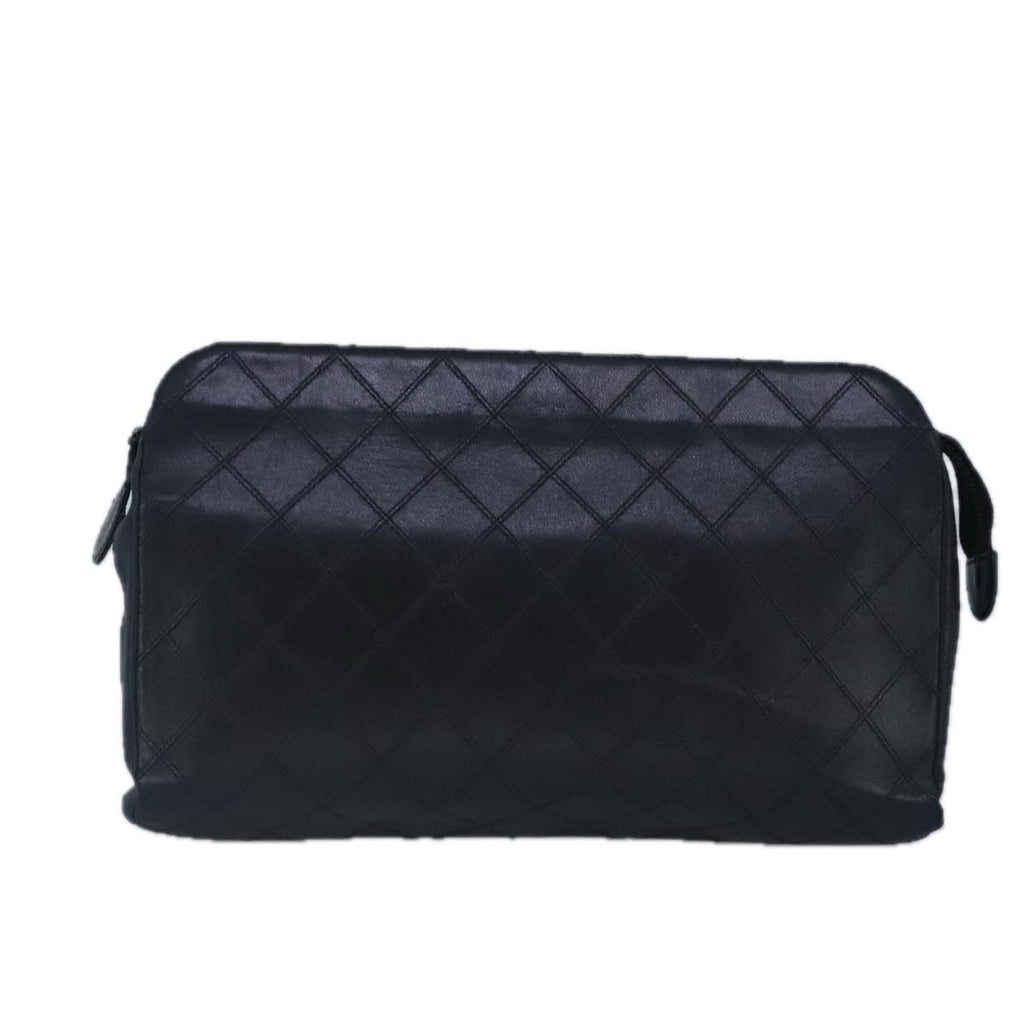 CHANEL Clutch Bag Lamb Skin Black CC 99480