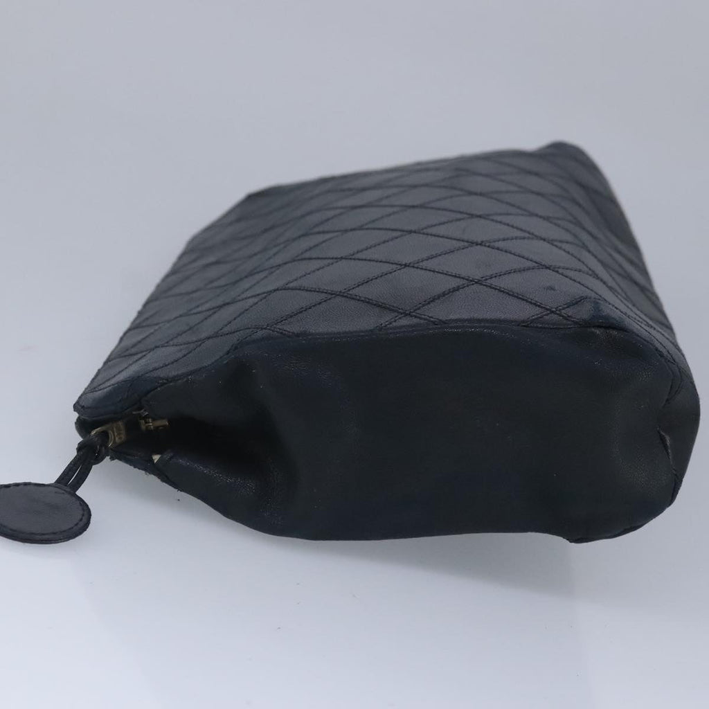 CHANEL Clutch Bag Lamb Skin Black CC 99480
