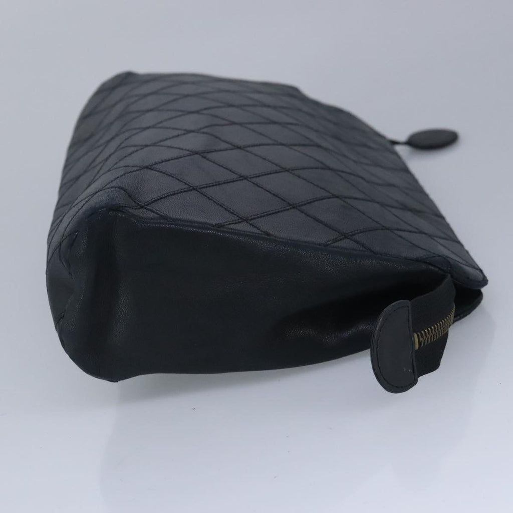 CHANEL Clutch Bag Lamb Skin Black CC 99480