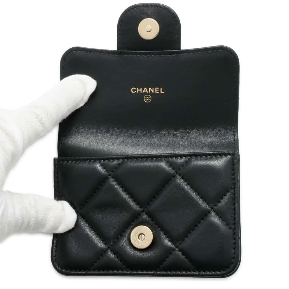 CHANEL Matelasse Belt ChainPouch Black Lambskin