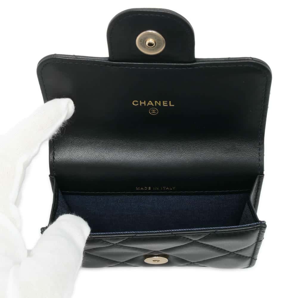 CHANEL Matelasse Belt ChainPouch Black Lambskin