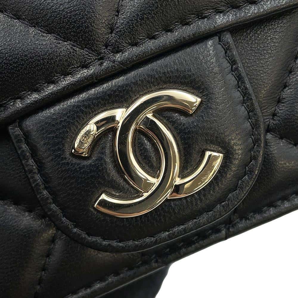 CHANEL Matelasse Belt ChainPouch Black Lambskin