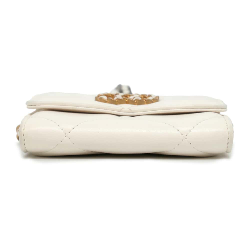 CHANEL 19 Chain flap Coin purse WhiteAP1787 Lambskin