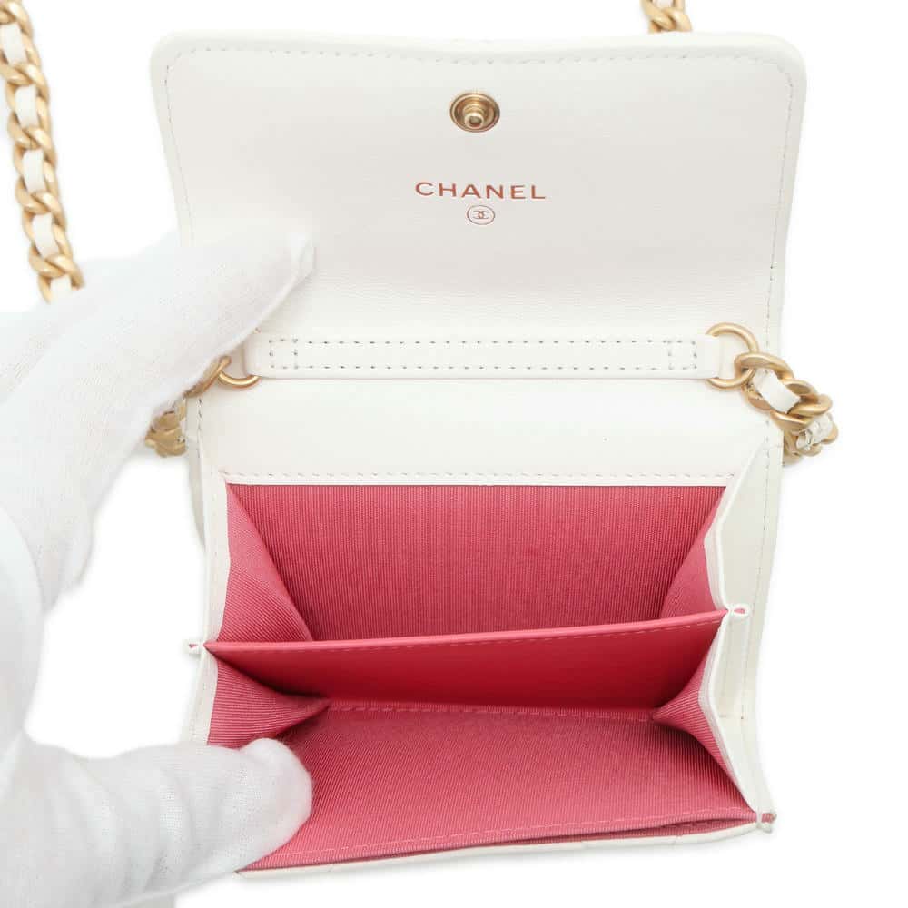 CHANEL 19 Chain flap Coin purse WhiteAP1787 Lambskin