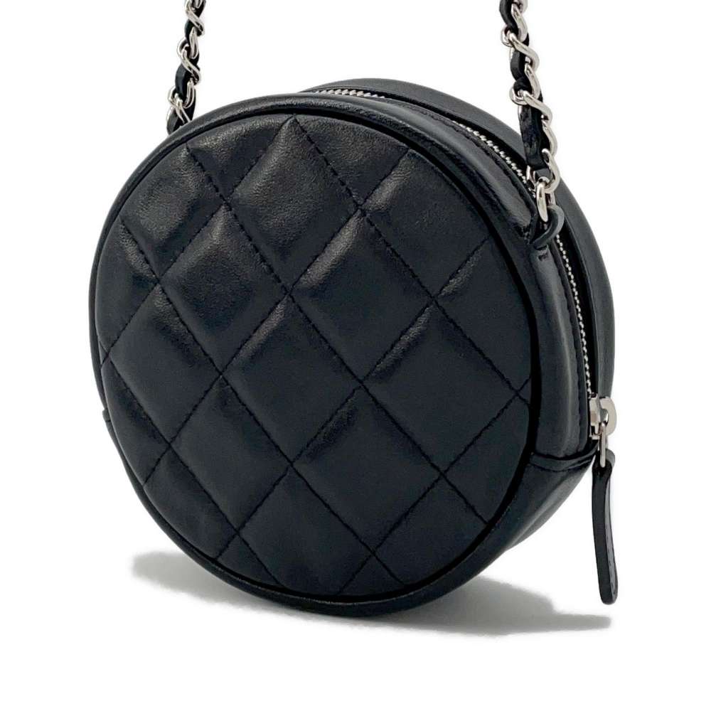 CHANEL Matelasse Round Shoulder Bag BlackAP0245 Lambskin Size Mini