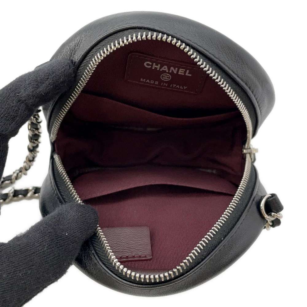 CHANEL Matelasse Round Shoulder Bag BlackAP0245 Lambskin Size Mini