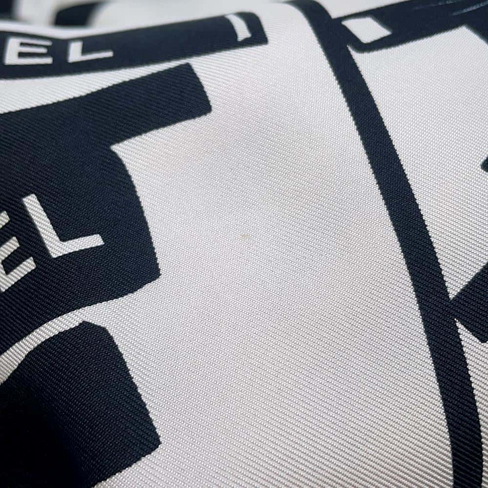CHANEL Logo scarf White/Black Silk100%