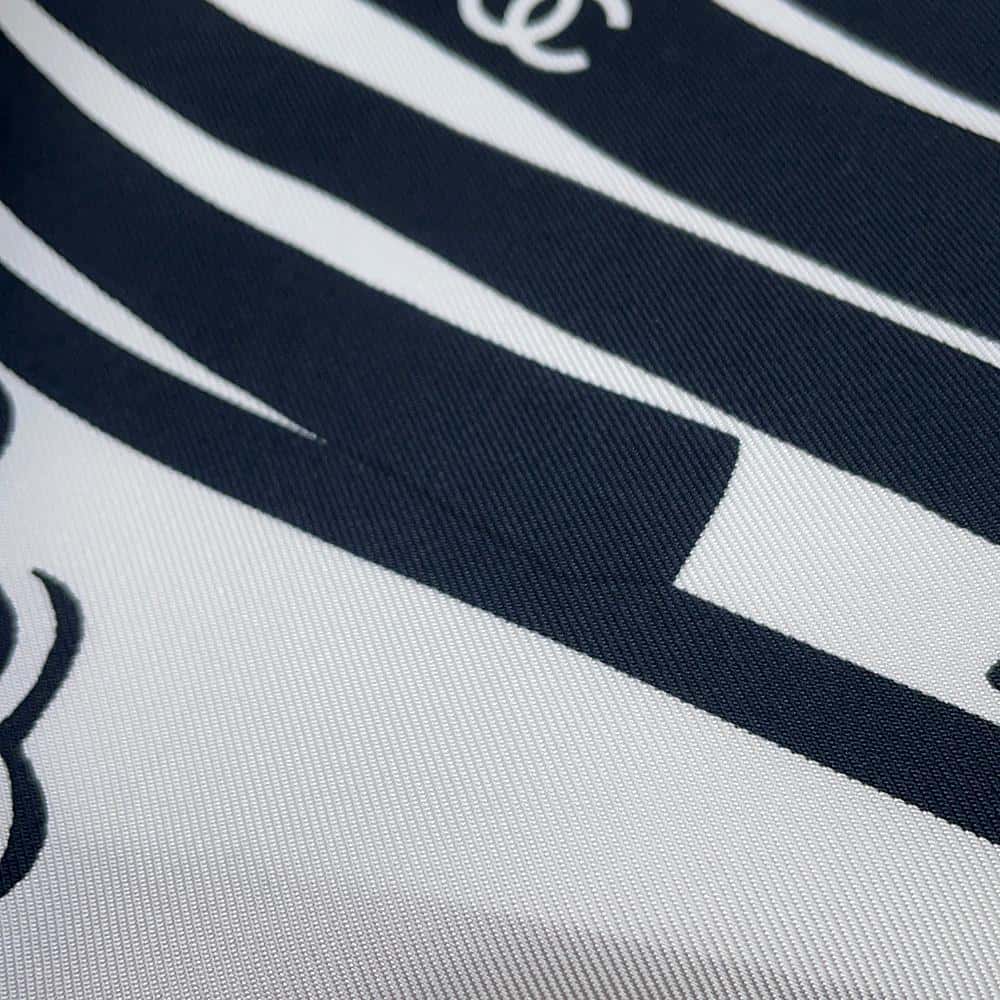 CHANEL Logo scarf White/Black Silk100%