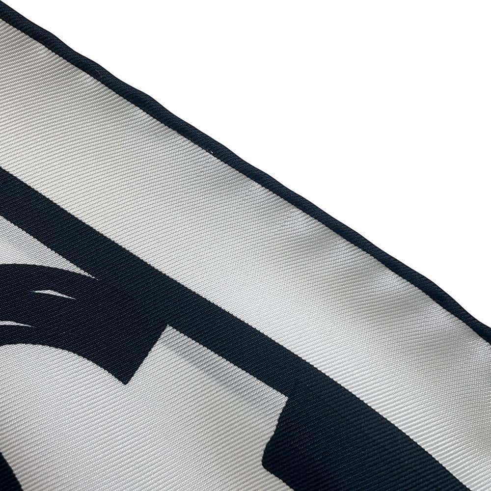 CHANEL Logo scarf White/Black Silk100%