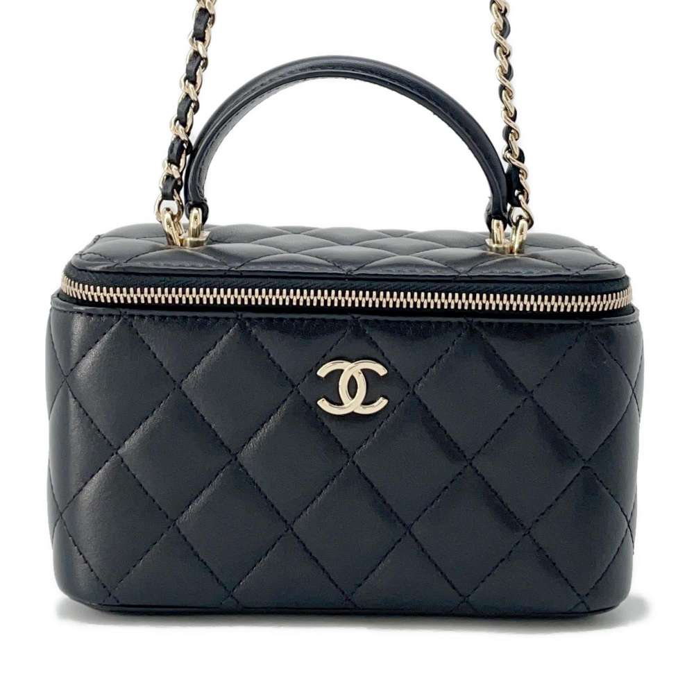CHANEL Matelasse 2WAY Vanity Case BlackAP2199 Lambskin