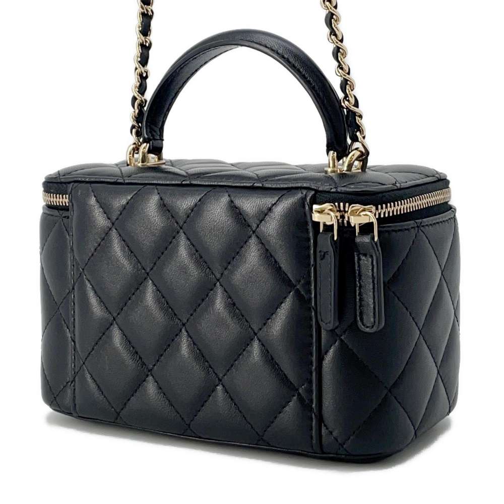CHANEL Matelasse 2WAY Vanity Case BlackAP2199 Lambskin