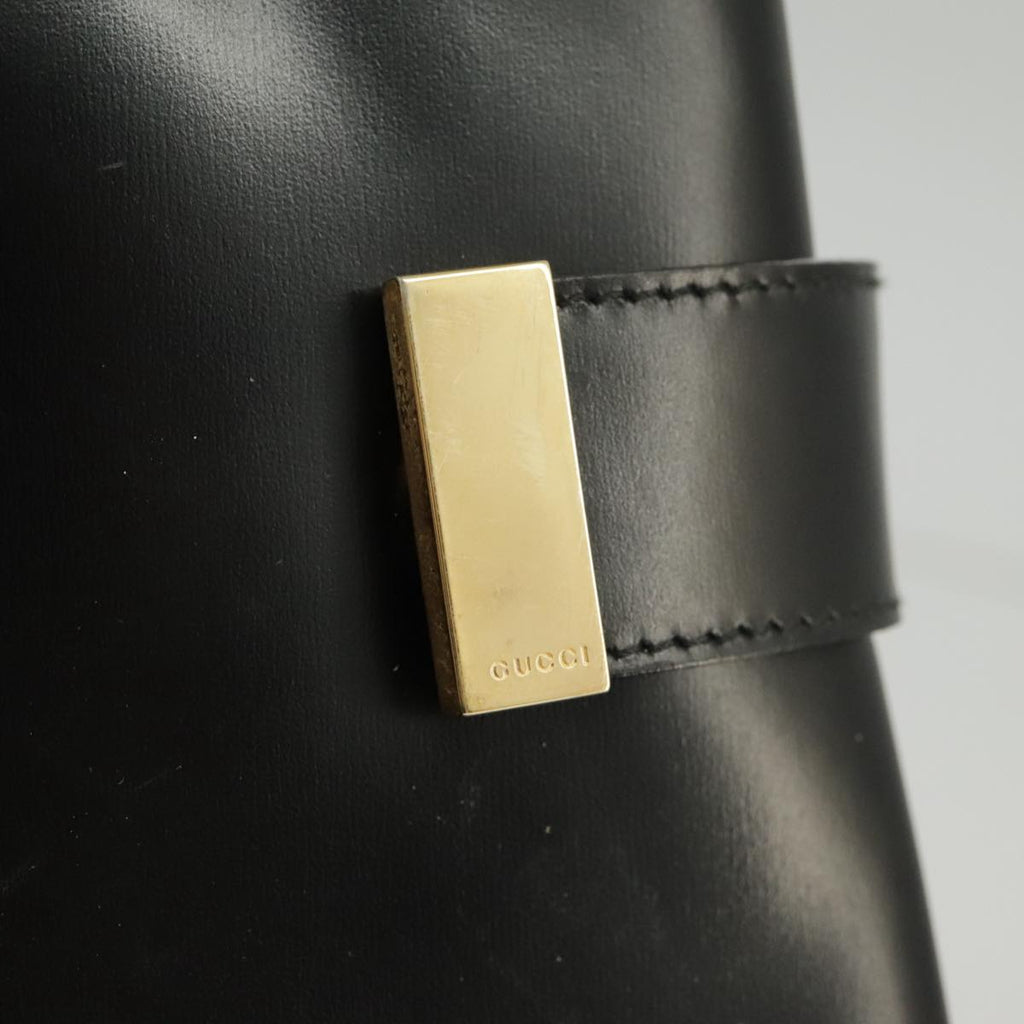 GUCCI Hand Bag Enamel 2way Black Gold 000 2046 0562 99537