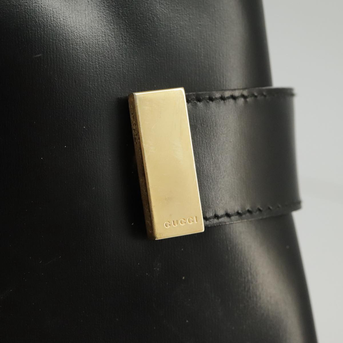 GUCCI Hand Bag Enamel 2way Black Gold 000 2046 0562 99537