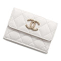 CHANEL Matelasse Tri-Fold Wallet WhiteAP3973 Caviar Leather