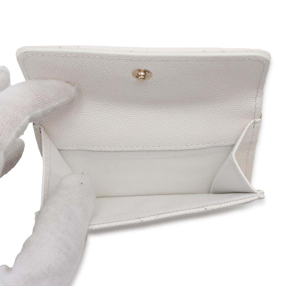 CHANEL Matelasse Tri-Fold Wallet WhiteAP3973 Caviar Leather