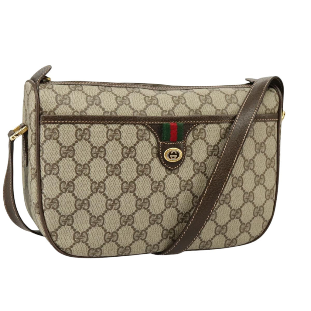 GUCCI GG Supreme Web Sherry Line Shoulder Bag PVC Beige 164 02 077 99562