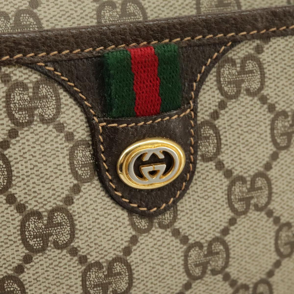 GUCCI GG Supreme Web Sherry Line Shoulder Bag PVC Beige 164 02 077 99562
