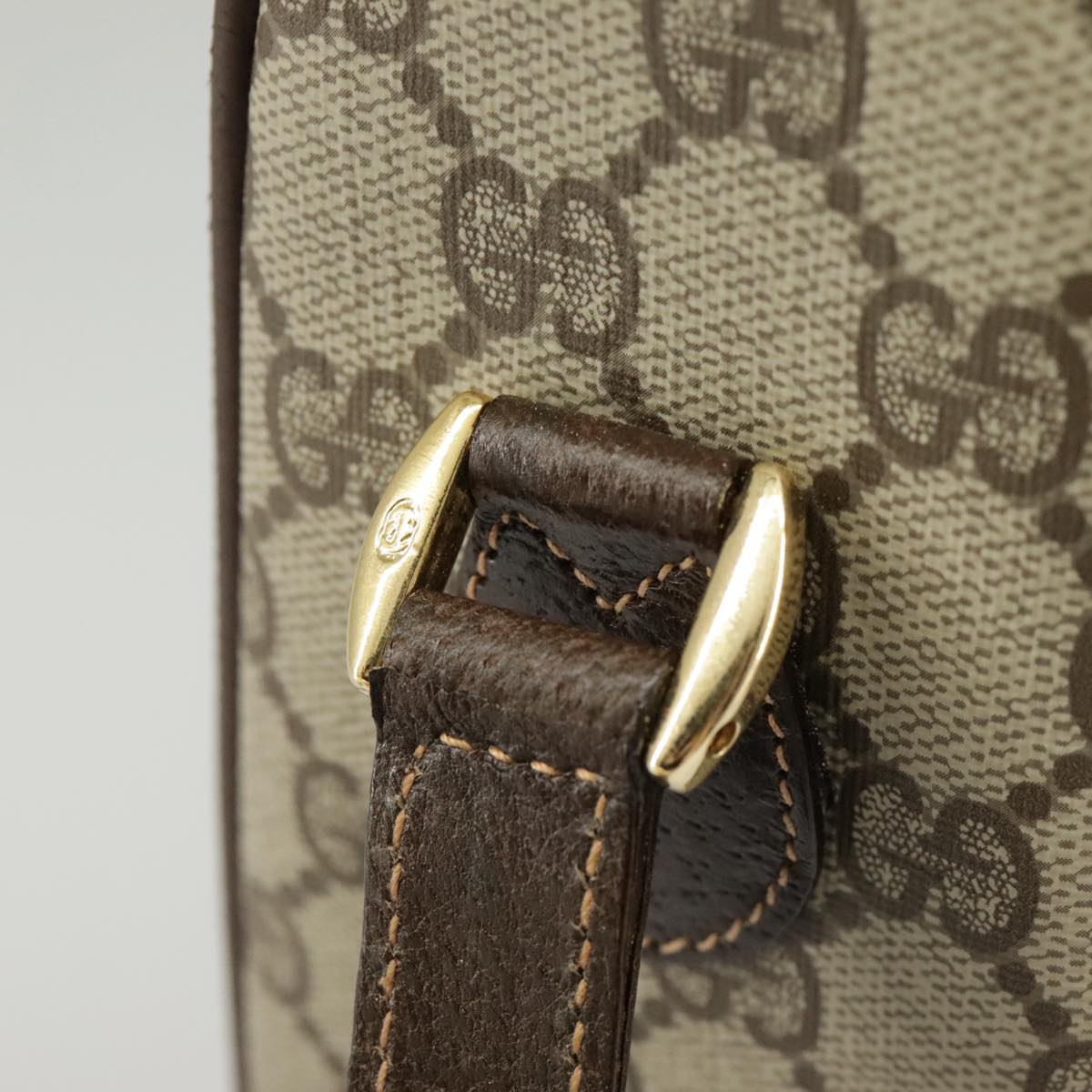 GUCCI GG Supreme Web Sherry Line Shoulder Bag PVC Beige 164 02 077 99562
