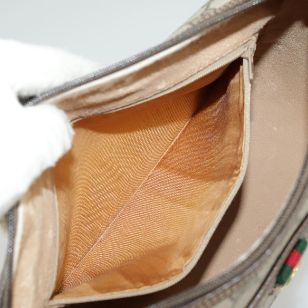 GUCCI GG Supreme Web Sherry Line Shoulder Bag PVC Beige 164 02 077 99562