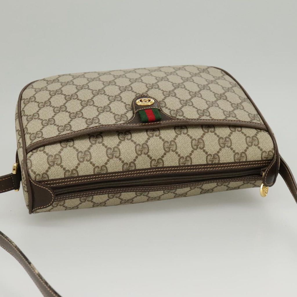 GUCCI GG Supreme Web Sherry Line Shoulder Bag PVC Beige 164 02 077 99562