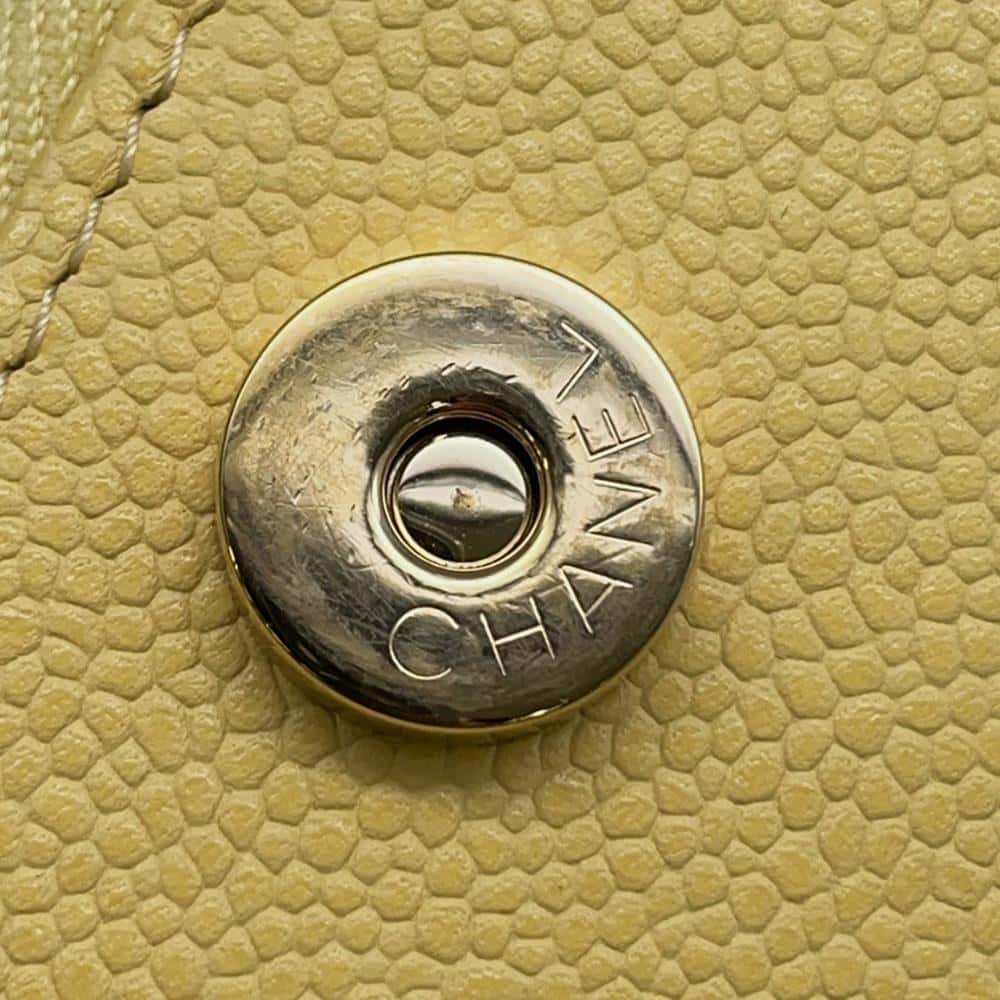 CHANEL Matelasse Infiniti Chain Wallet YellowAP2914 Caviar Leather