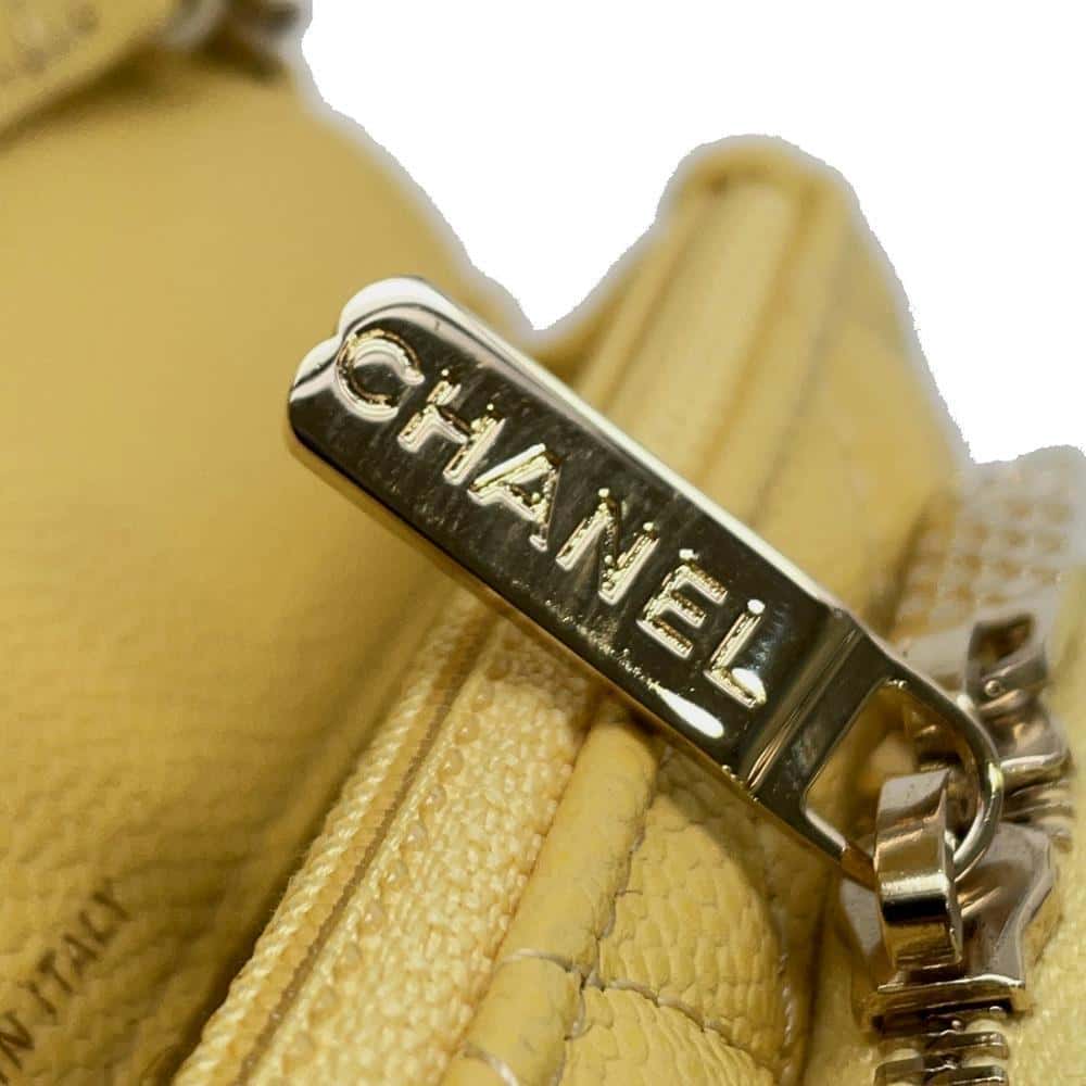 CHANEL Matelasse Infiniti Chain Wallet YellowAP2914 Caviar Leather