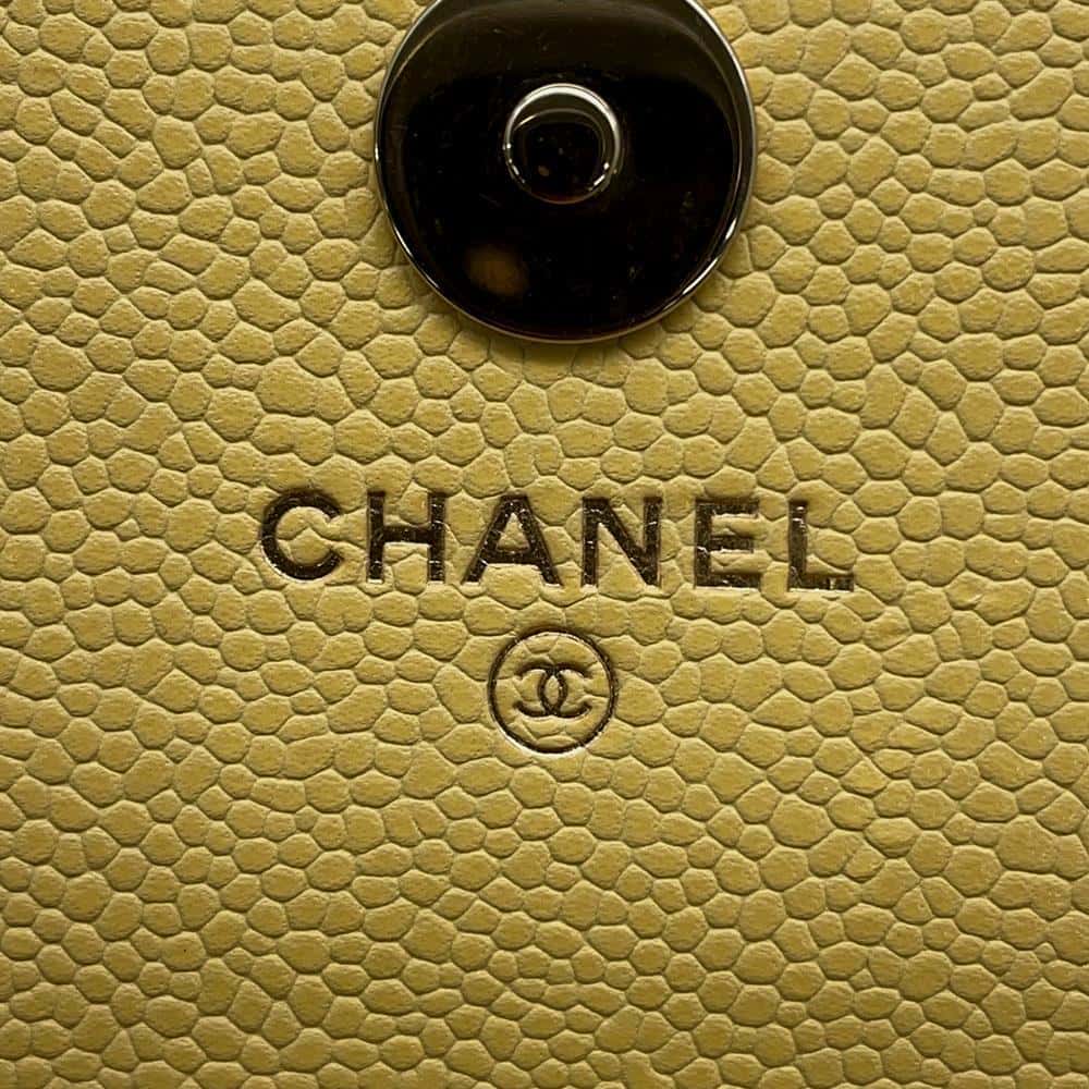 CHANEL Matelasse Infiniti Chain Wallet YellowAP2914 Caviar Leather