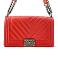 CHANEL Chevron Boy Chanel ChainShoulder CarnelianA67086 Lambskin