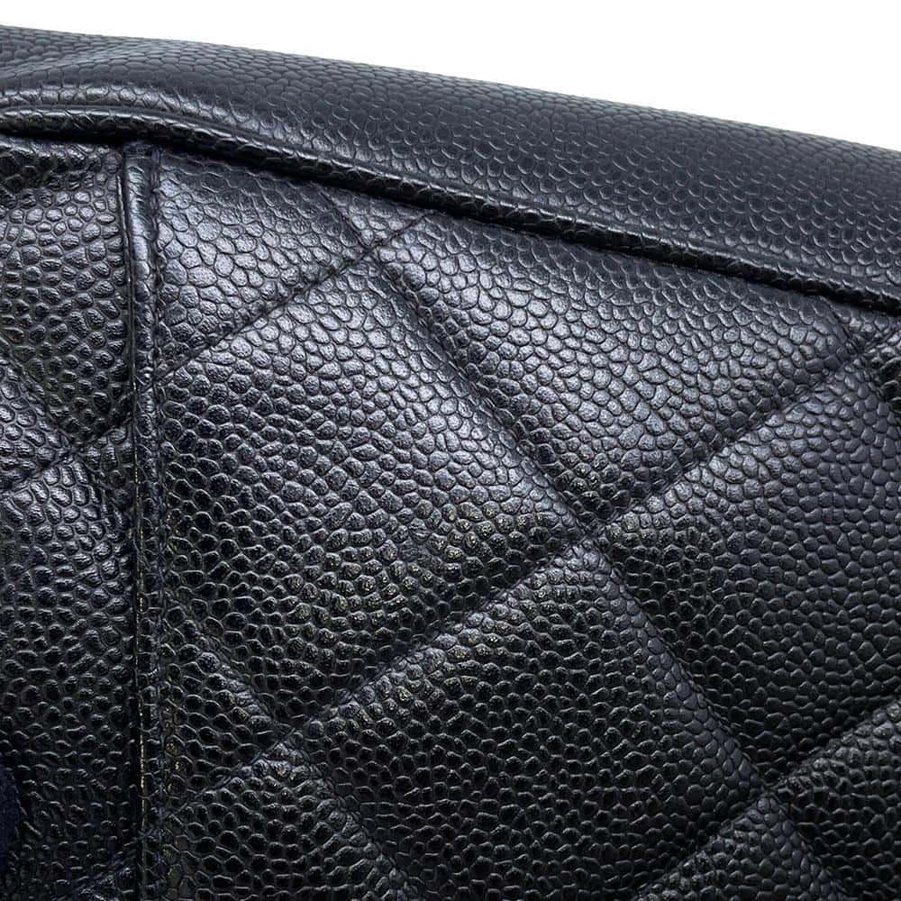 CHANEL Matelasse CC Logo Chain Tote Black Caviar Leather