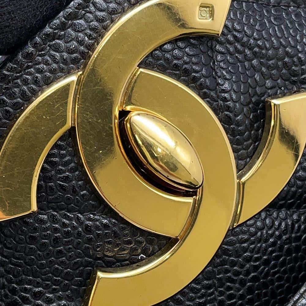 CHANEL Matelasse CC Logo Chain Tote Black Caviar Leather