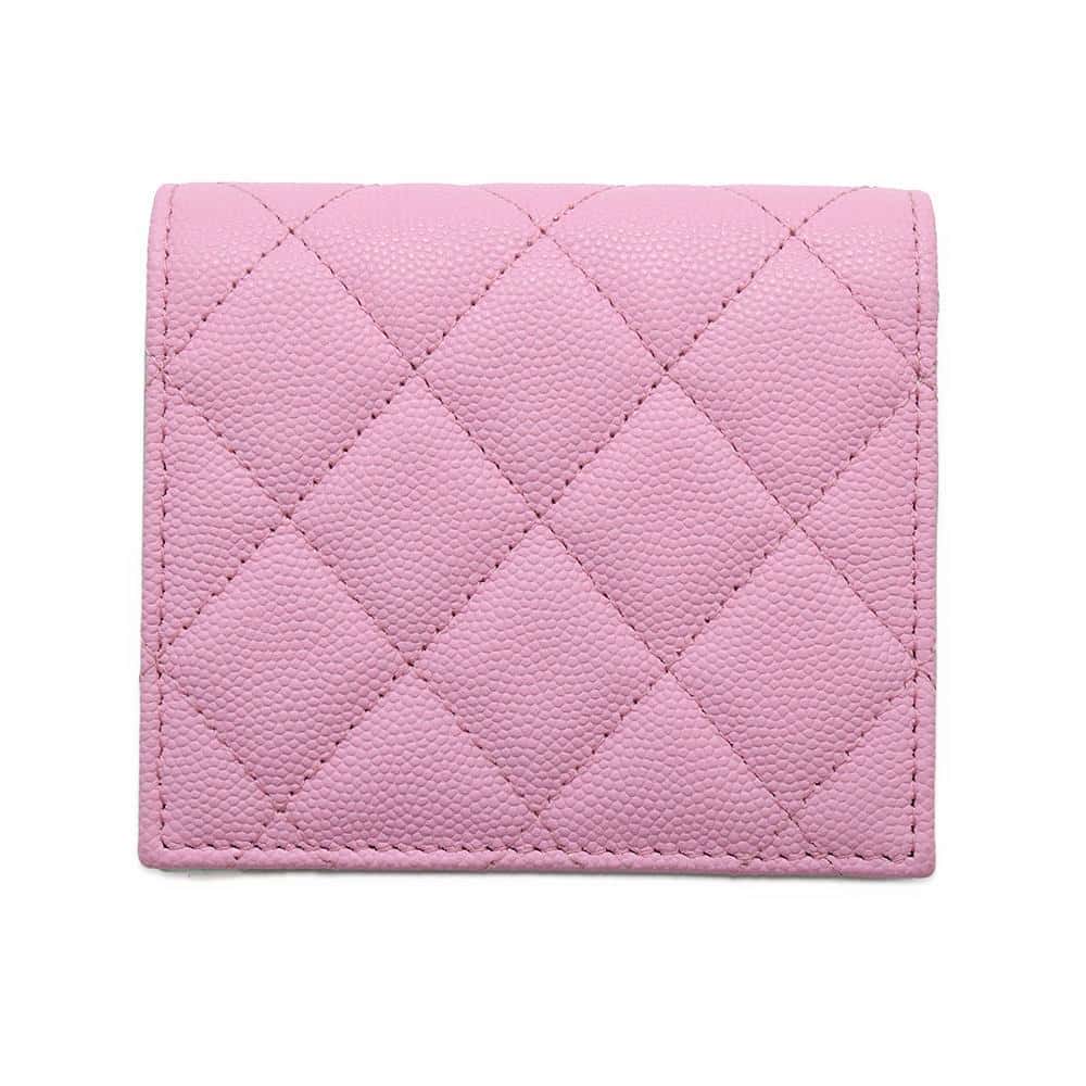 CHANEL Matelasse Bifold Wallet Compact Wallet Pink/GreenAP3185 Caviar Leather