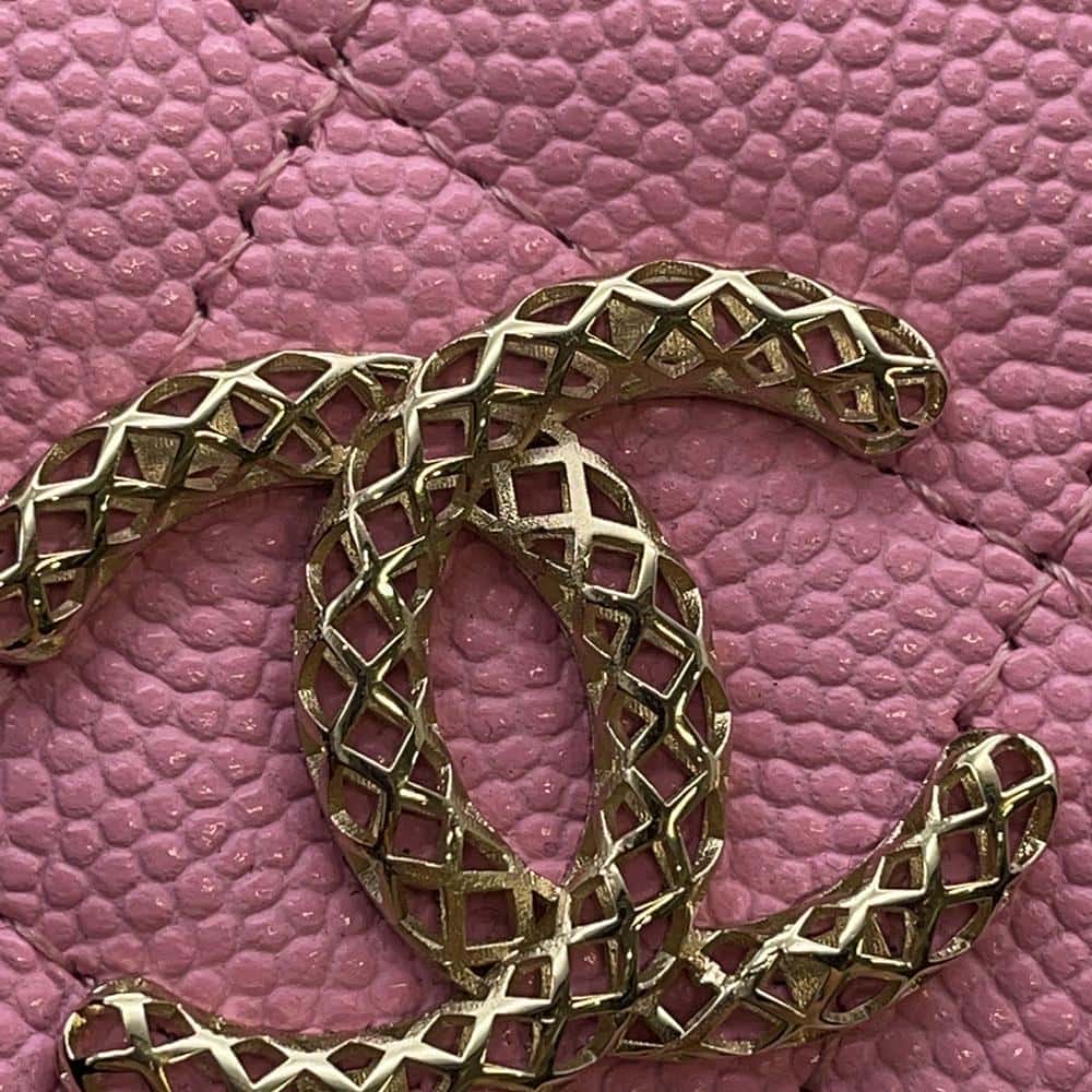 CHANEL Matelasse Bifold Wallet Compact Wallet Pink/GreenAP3185 Caviar Leather