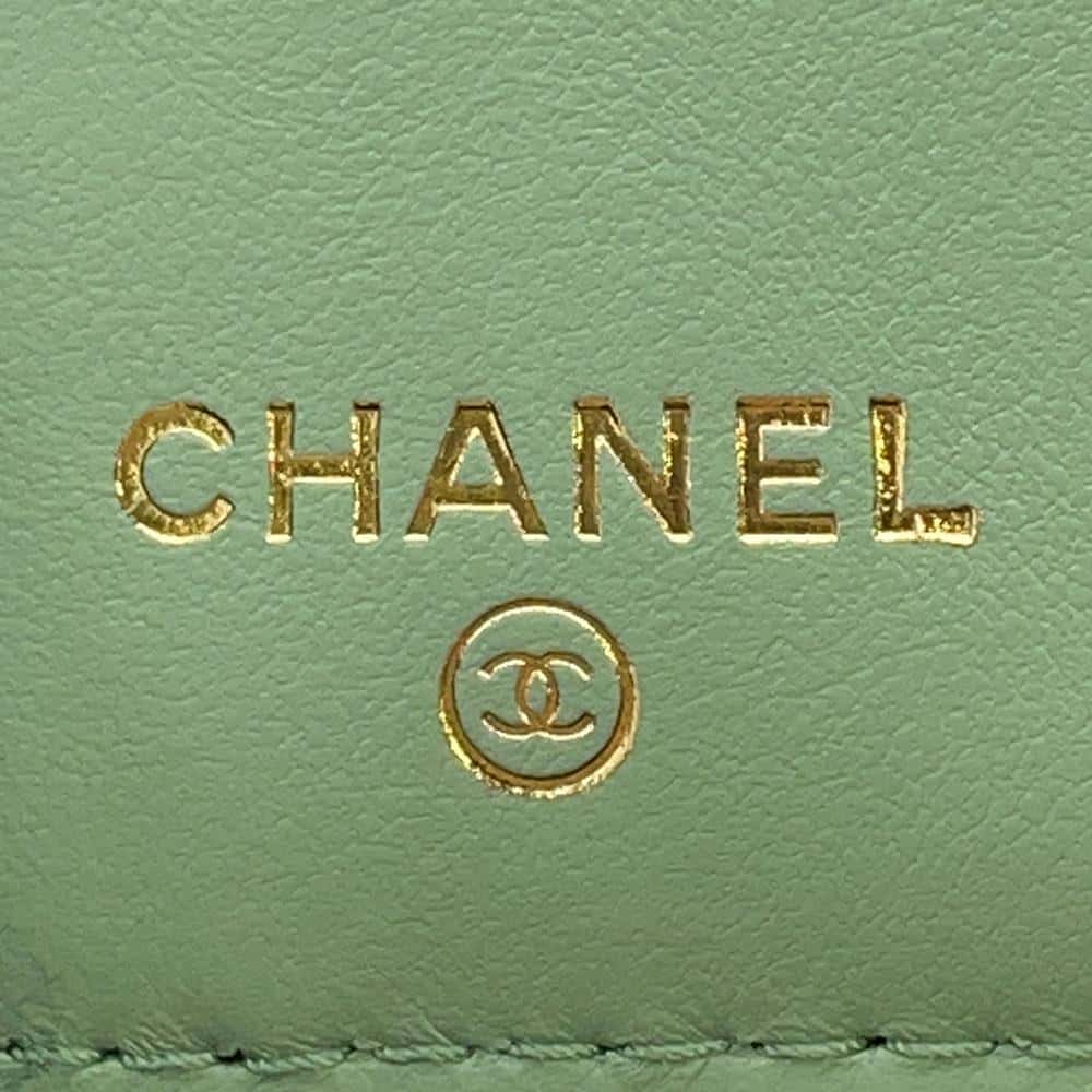 CHANEL Matelasse Bifold Wallet Compact Wallet Pink/GreenAP3185 Caviar Leather