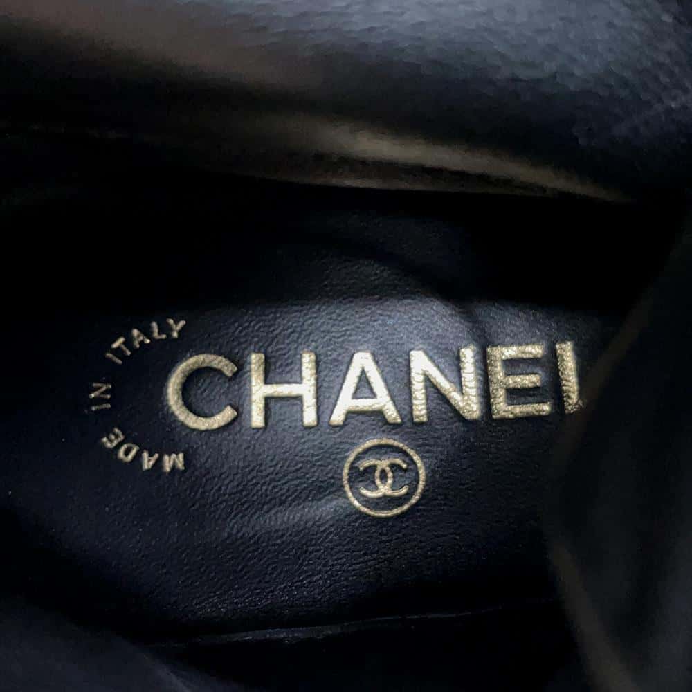 CHANEL CC Logo Boots BlackG38086 Nylon Leather Size 38C