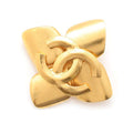 CHANEL CC Logo Four Leaf Brooch Gold Metal