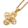 CHANEL CC Logo Four Leaf Clover Necklace Gold Metal